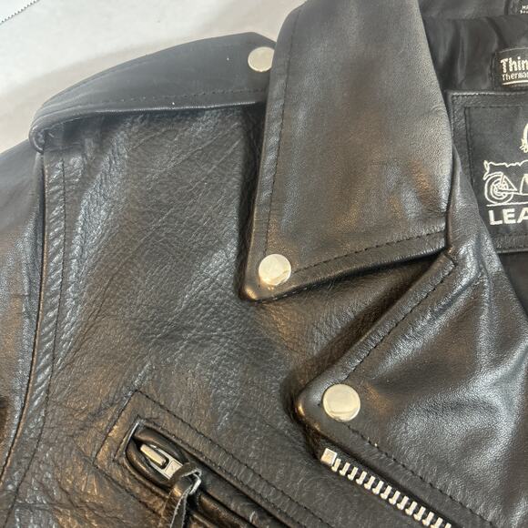 Shaf Leather Jacket Men’s L 42 Motorcycle Moto Biker Style Grunge Rock VTG 80's - Picture 13 of 15